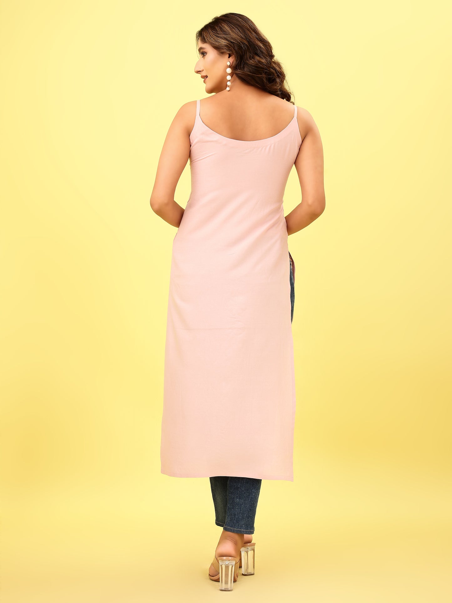 Nazakat light Pink Rayon Long Kurta