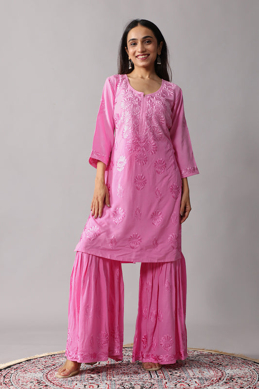 roohani baby pink rayon garara set