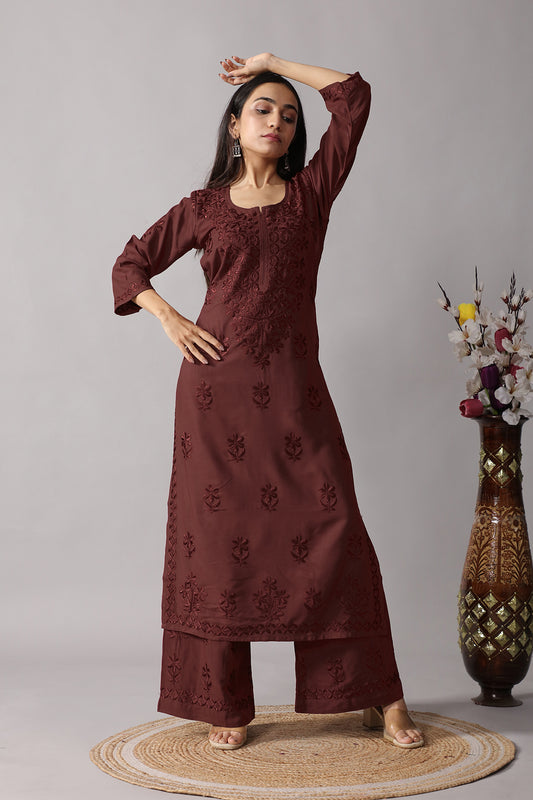 Ulfat Chocolate Brown 2 piece Rayon set