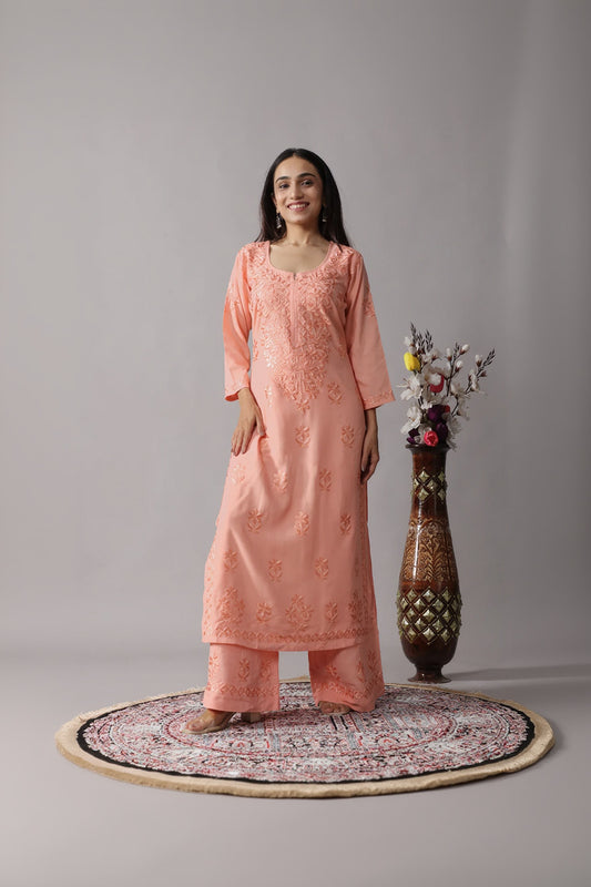 Ulfat Rose Beige 2 piece Rayon set