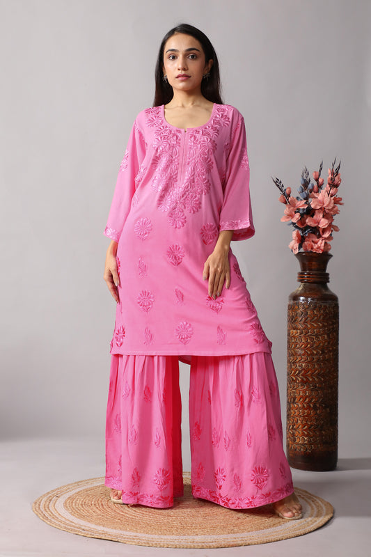 Roohani Rose Pink rayon Garara set