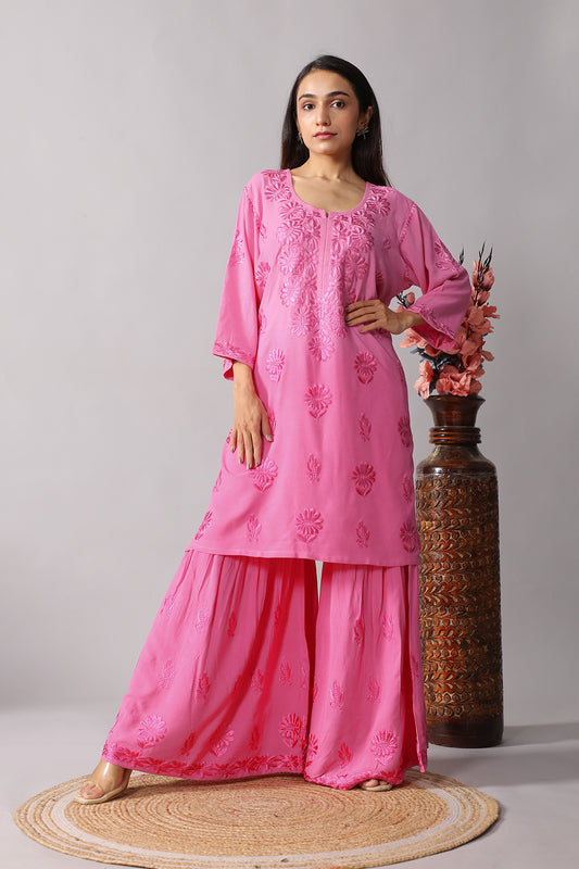 Roohani Rose Pink rayon Garara set