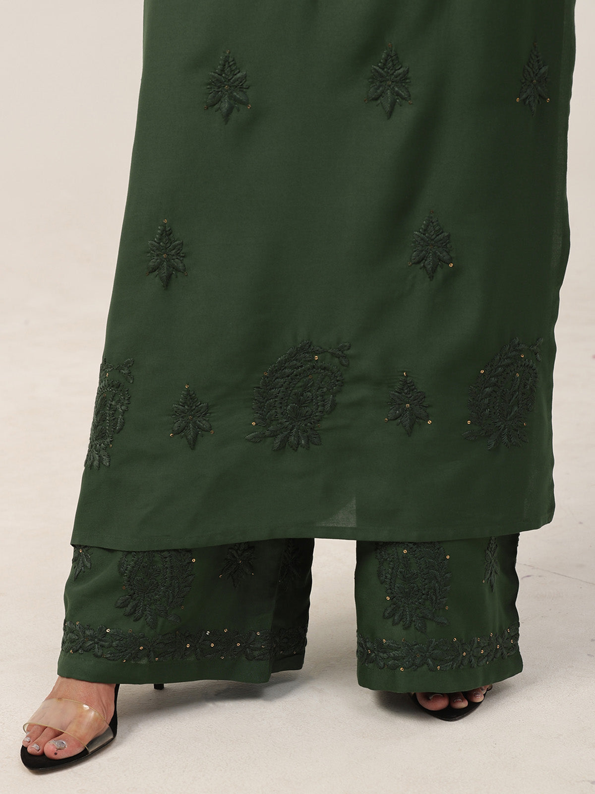 Gulistaan Green 2 piece Rayon Kurta Plazzo set