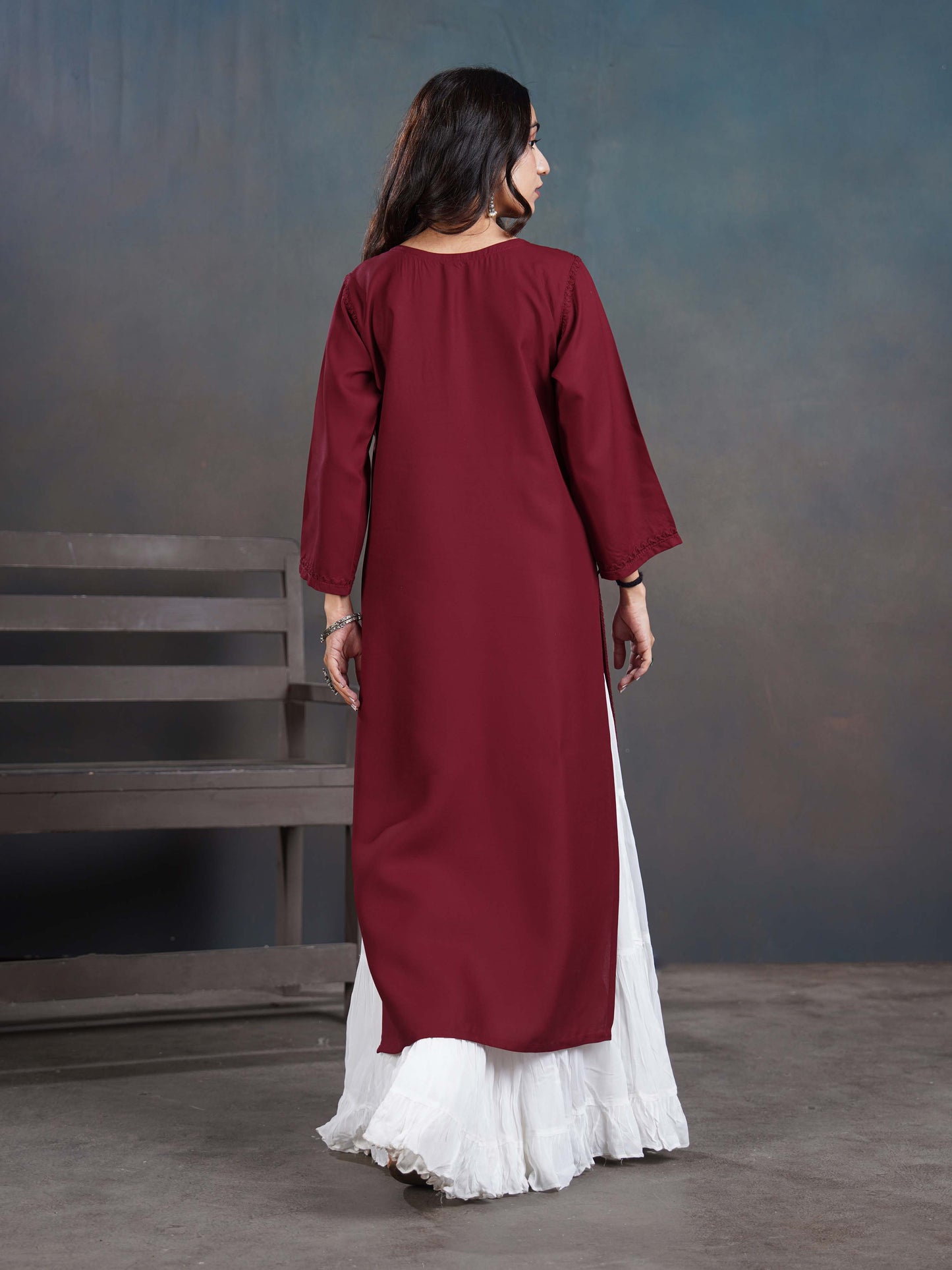 Amber Maroon Long Rayon Kurta