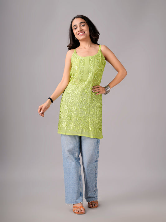 Eira Lime Green Viscose Strappy Kurta