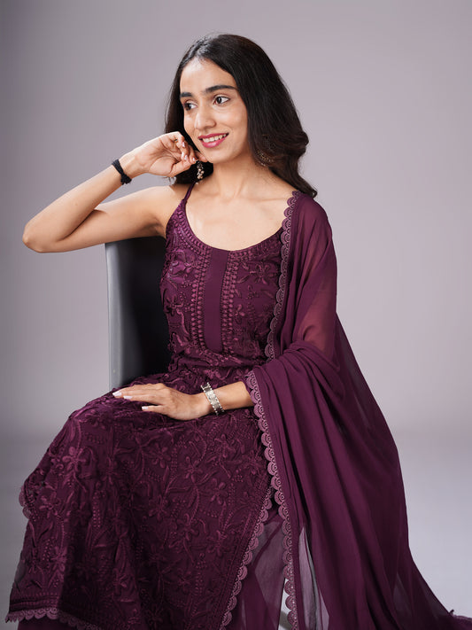 Ramya Wine Suit Set