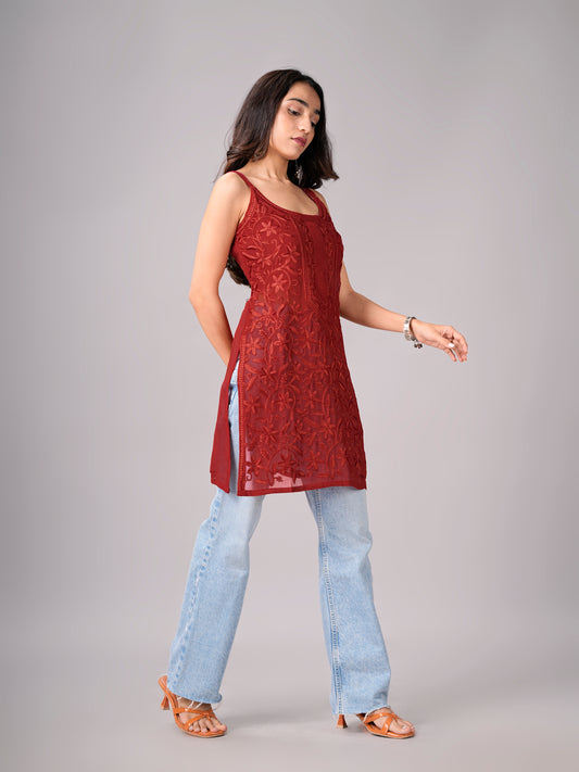 Eira Maroon Viscose Strappy Kurta
