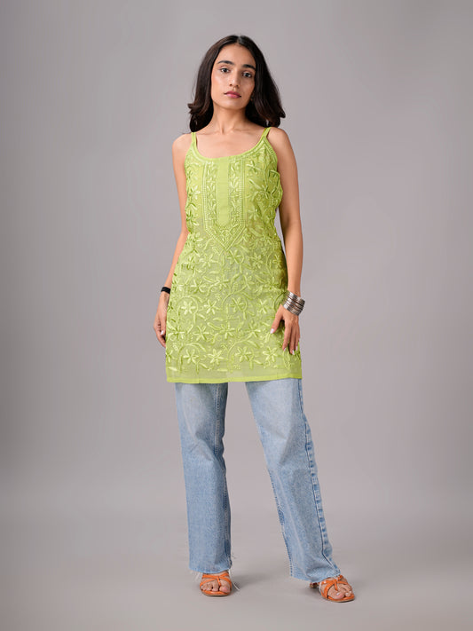 Eira Lime Green Viscose Strappy Kurta