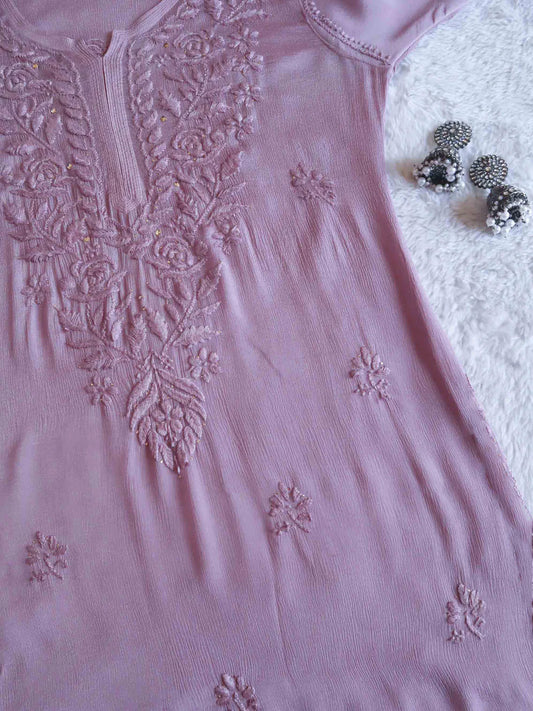 Roop Dusty Purple Pure Chiffon Kurta