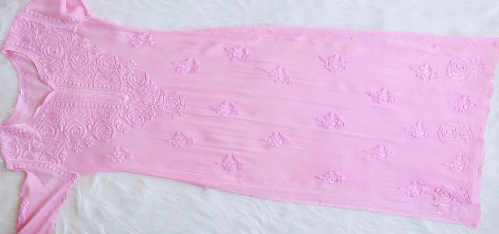 Roop Pastel Pink Pure Chiffon Kurta