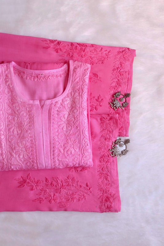 anora Baby Pink Rayon Kurta Pant set
