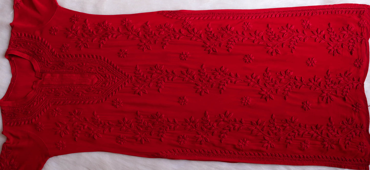 rivayat Red Viscose Georgette Kurta