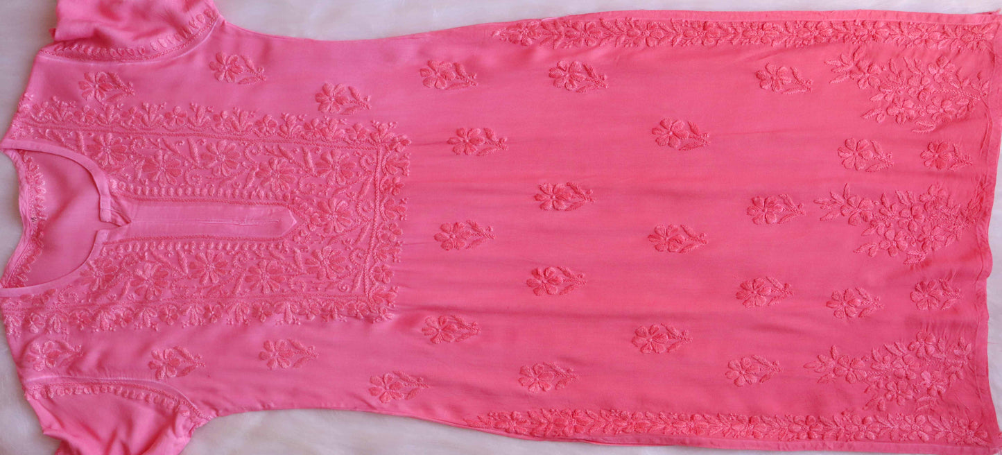 anora Rose Pink Rayon Kurta Pant set