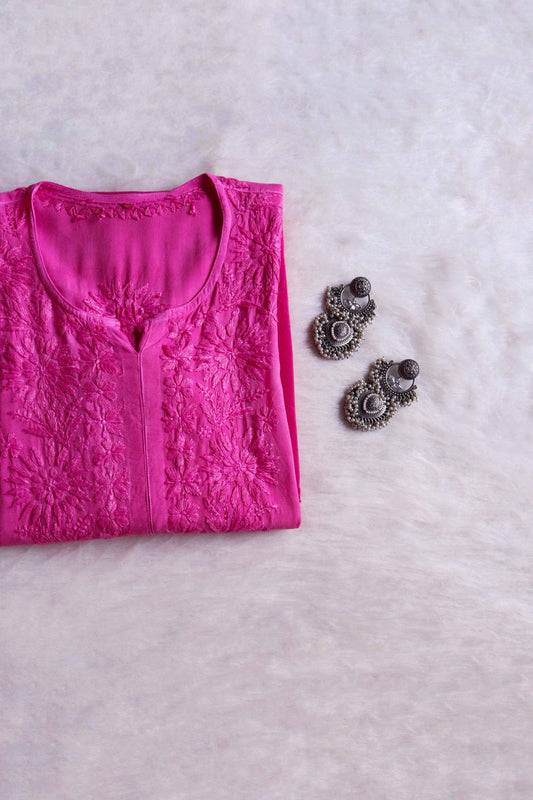 Amber Deep Pink Ombre Long Rayon Kurta