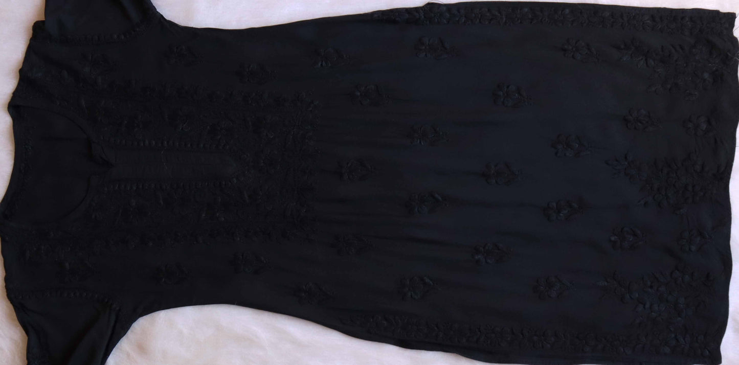 Nikhat black rayon long kurta