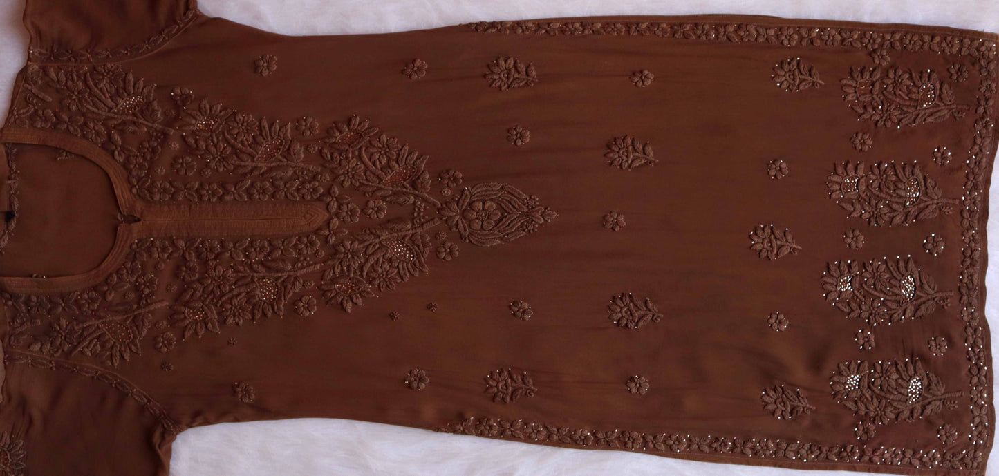 Ehsaas Chocolate Brown Viscose Georgette kurta