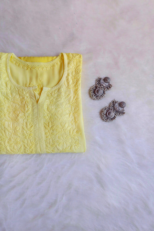 Amber Pastel Yellow Ombre Long Rayon Kurta