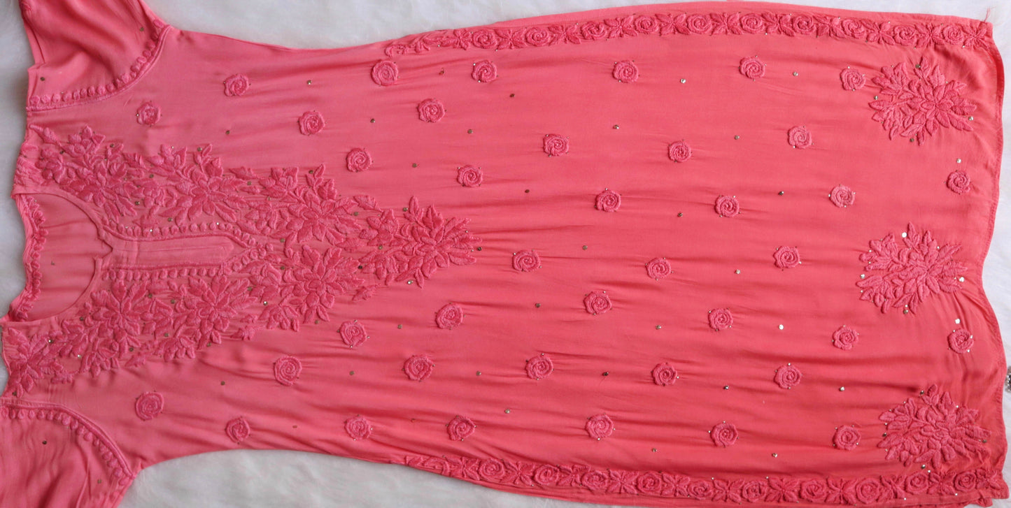 Athena Rose Pink Viscose Georgette Kurta
