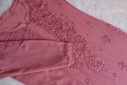 Ehsaas Rose Brown Viscose Georgette Kurta