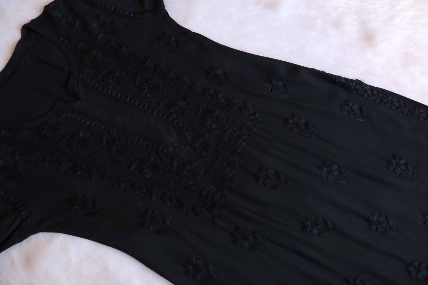 Nikhat black rayon long kurta