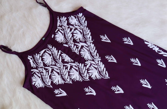 SUHANI Deep Purple Sleeveless Rayon Kurta Pant set