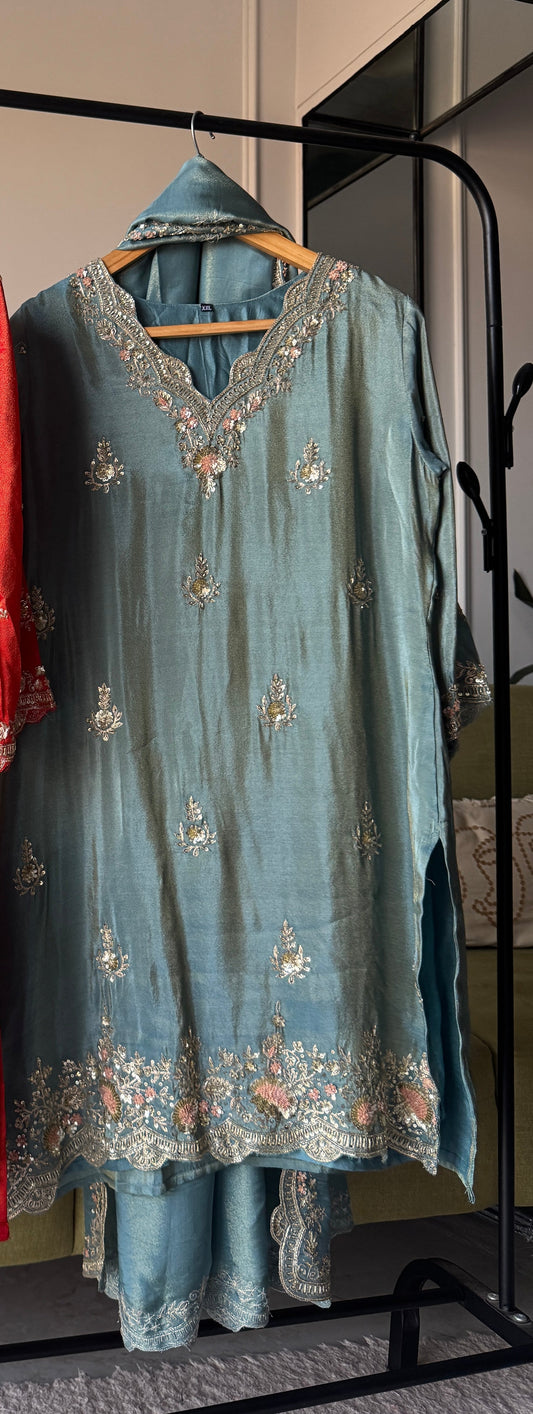 Roohani pure tissue ghagra dress