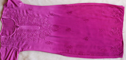 Amber Burgundy Pink Ombre Long Rayon Kurta