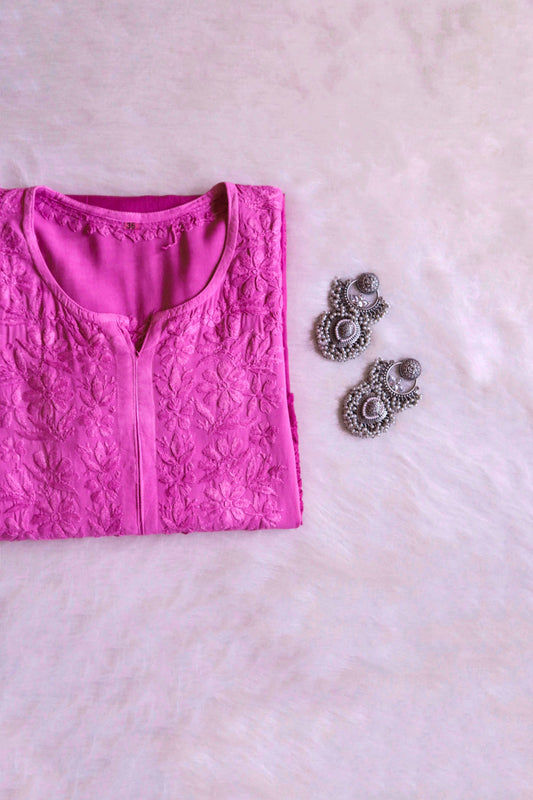 Amber Burgundy Pink Ombre Long Rayon Kurta