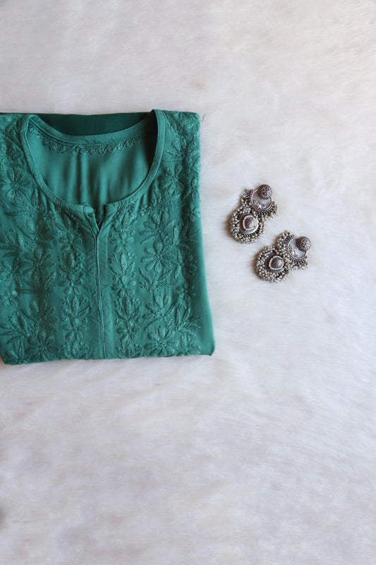 Amber Sage Green Ombre Long Rayon Kurta