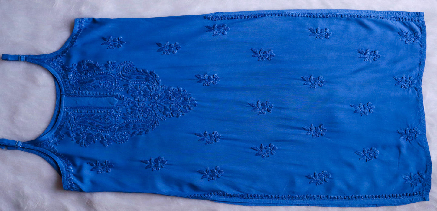 Falak Sapphire Blue Noodle Strap 3 Piece Kurta set
