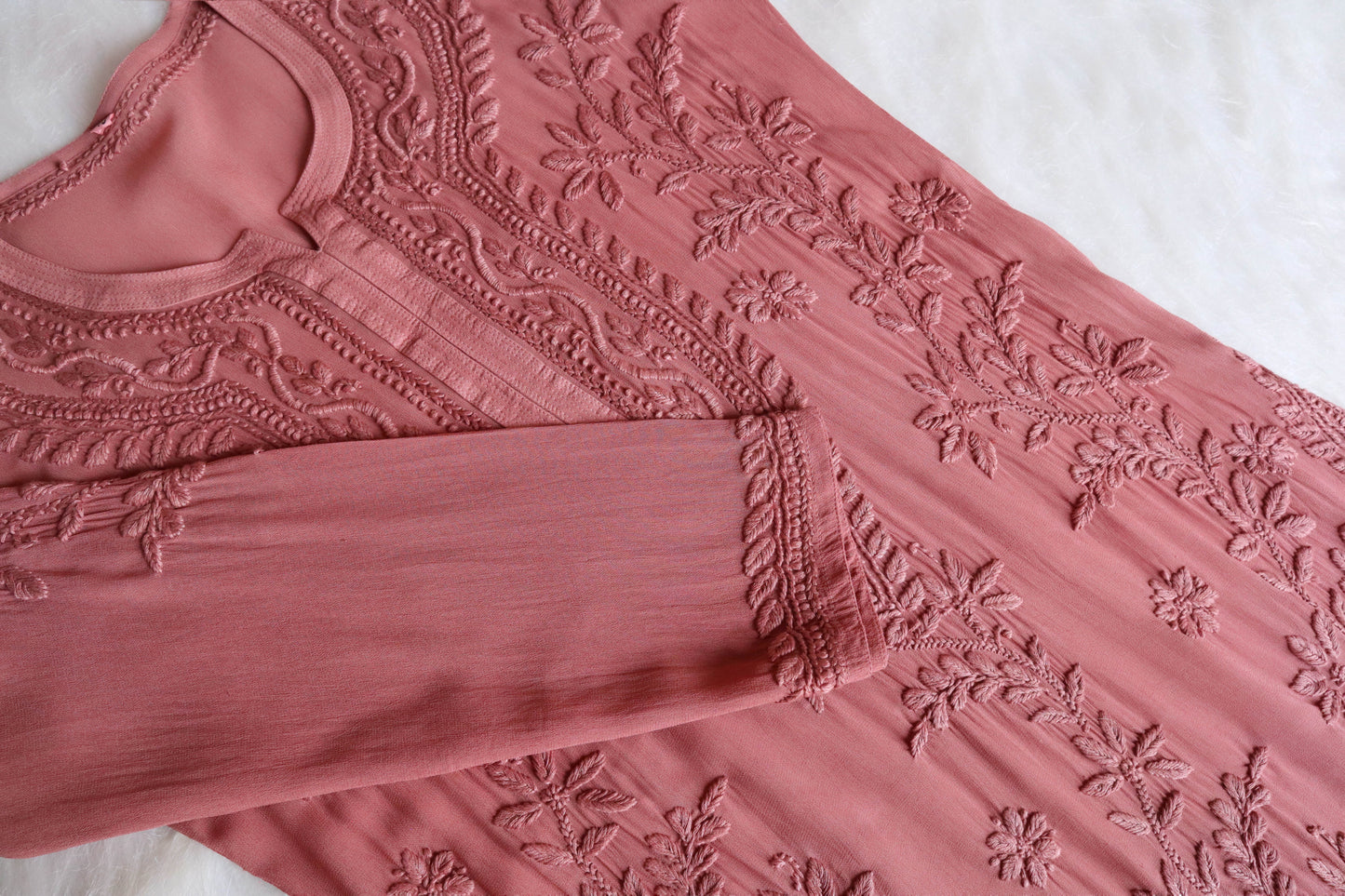 rivayat rose brown viscose georgette kurta