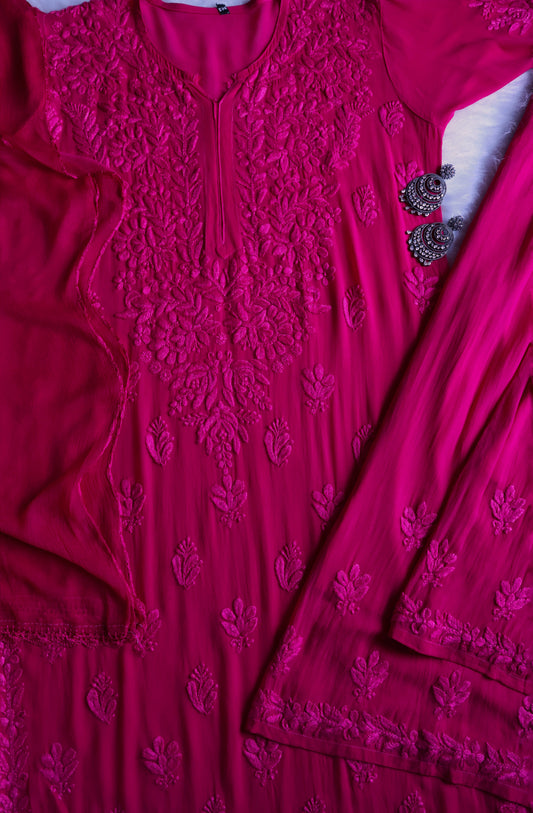 naaz Deep Pink Viscose 3 Piece Set