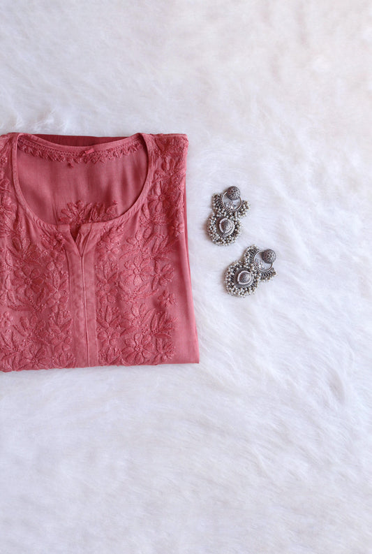 Amber Rose Brown Ombre Long Rayon Kurta