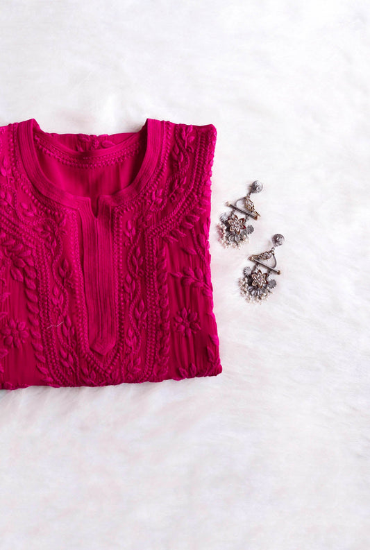 rivayat Deep Pink Viscose Georgette Kurta