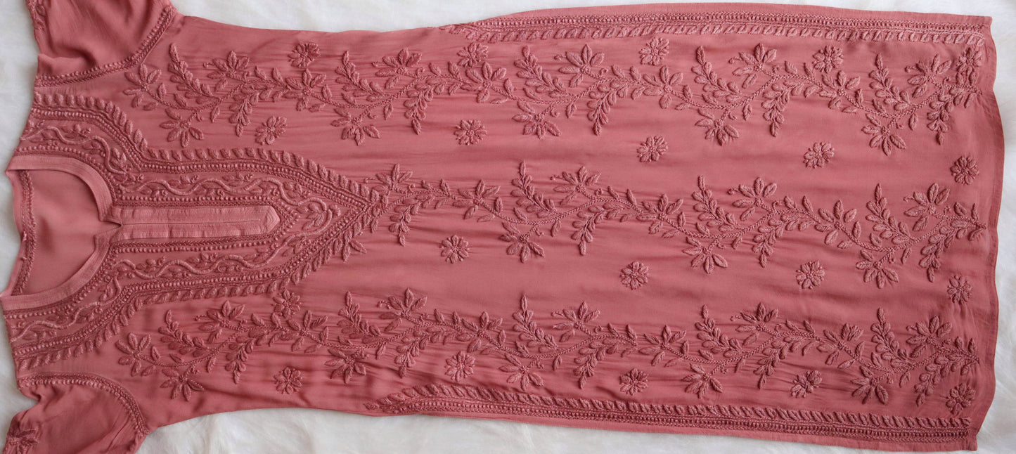 rivayat rose brown viscose georgette kurta