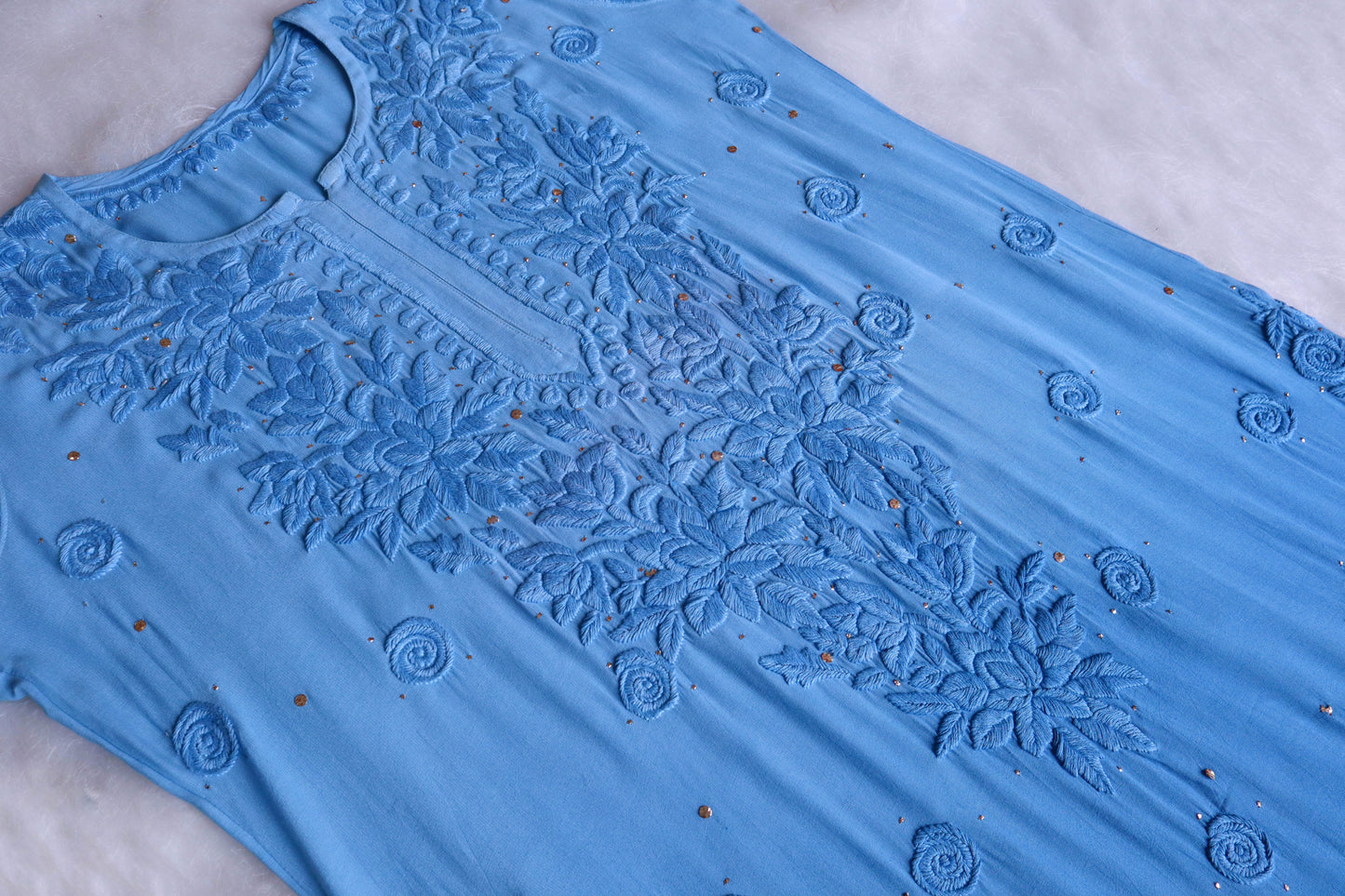 Athena Ice Blue Viscose Georgette Kurta