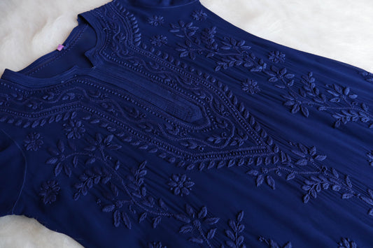 rivayat Royal Blue Viscose Georgette Kurta