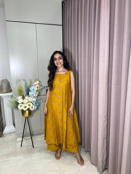Ridhi Mustard Rayon Kurta Pant Set
