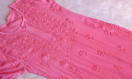 anora Rose Pink Rayon Kurta Pant set