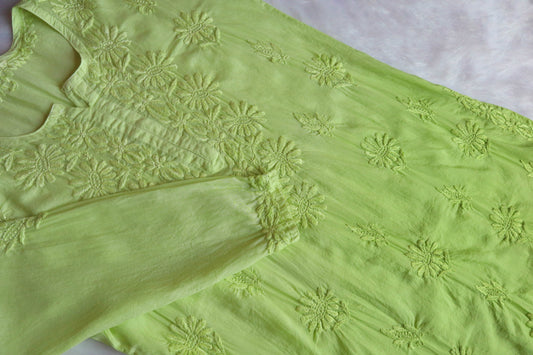 roohani lime green rayon garara set