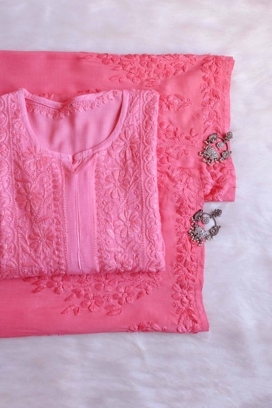 anora Rose Pink Rayon Kurta Pant set