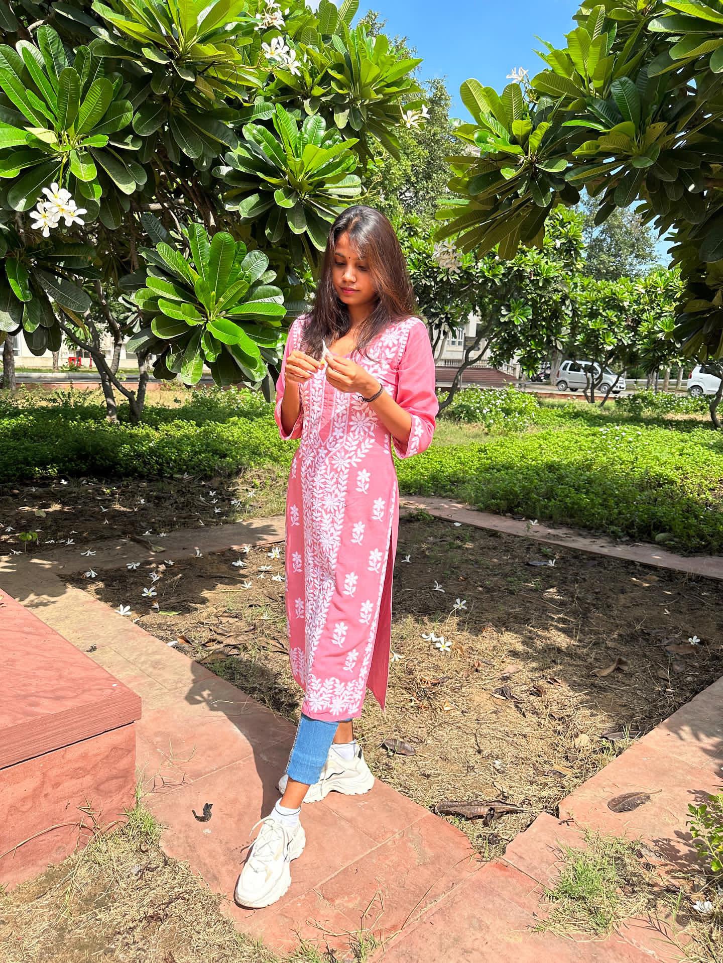 ZEENAT Rose Brown Long Rayon Kurta