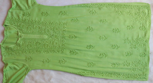 Nikhat Lime Green Rayon Long Kurta