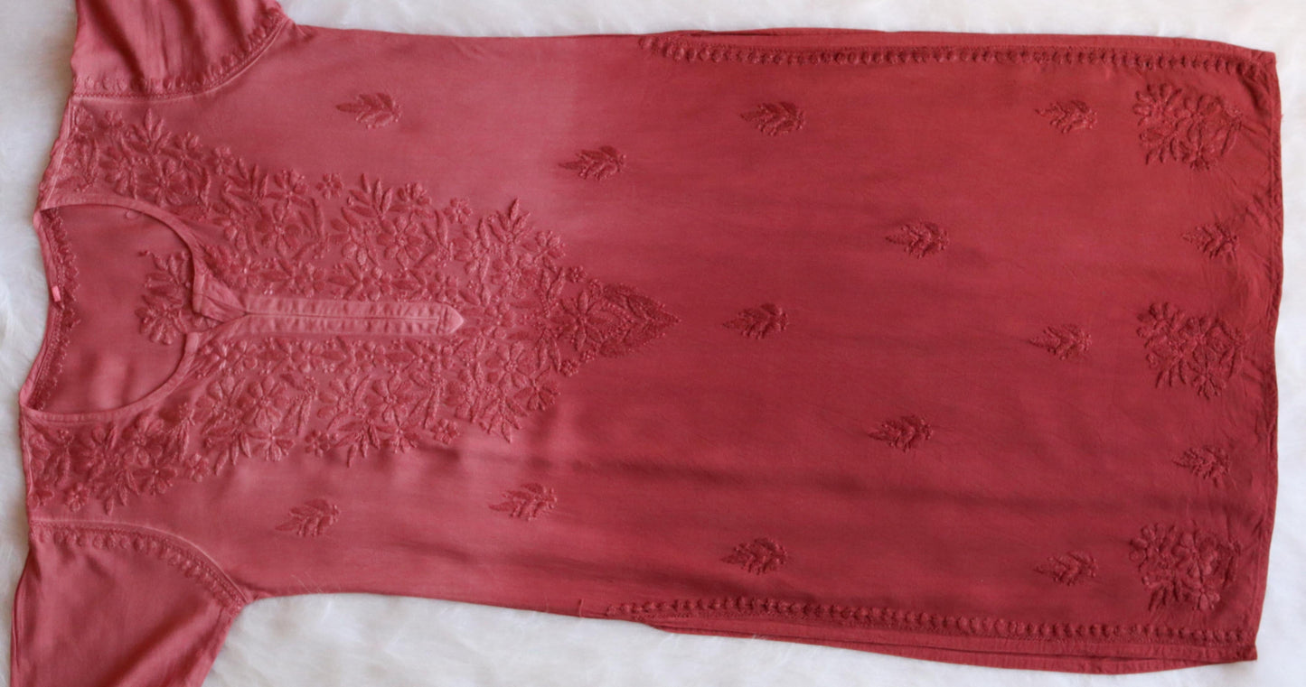 Amber Rose Brown Ombre Long Rayon Kurta