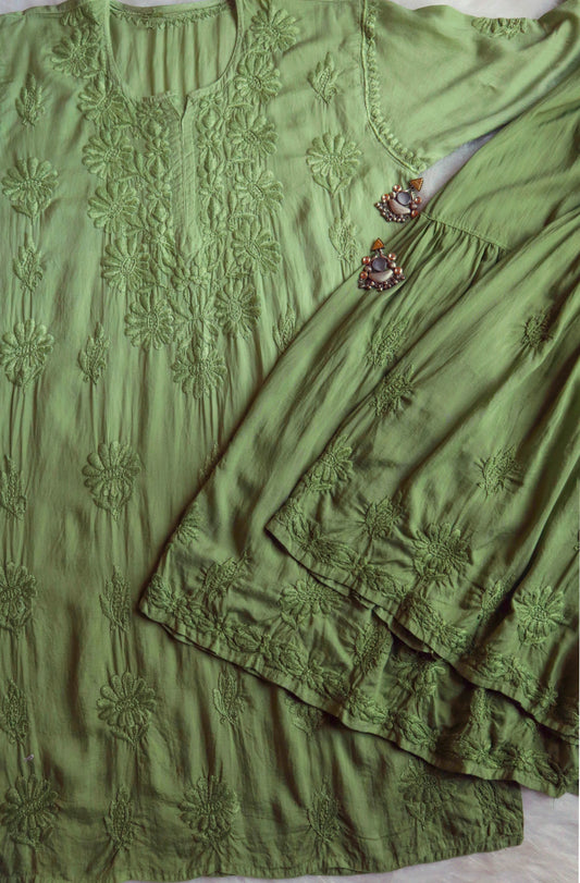 roohani Olive Green rayon Garara set