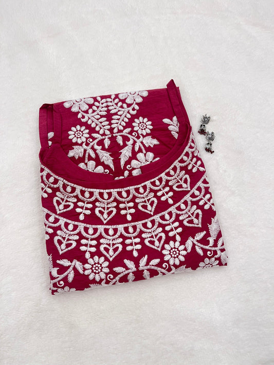 NAZAKAT Magenta Cotton Kurti