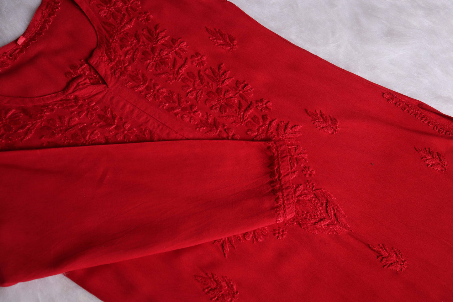 Amber Red Long Rayon Kurta