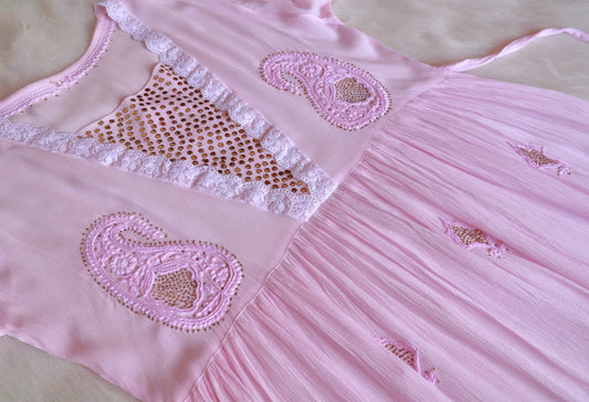 Inaya Baby Pink Pure Chiffon Dress