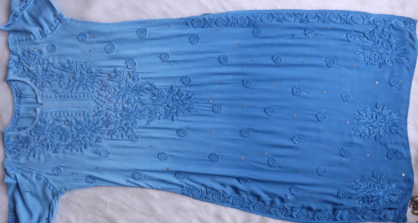 Athena Ice Blue Viscose Georgette Kurta