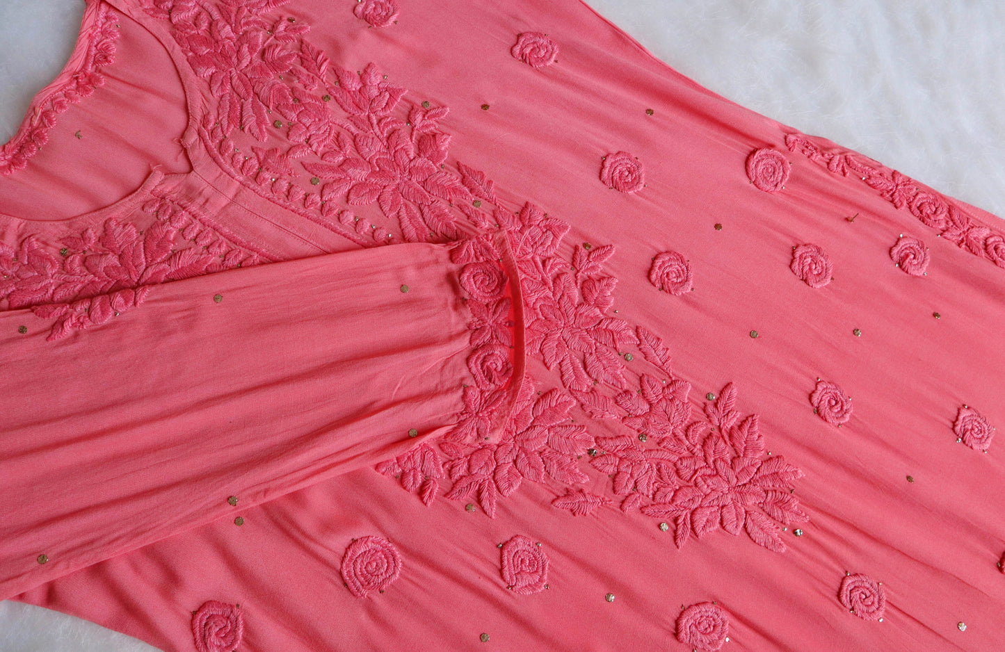 Athena Rose Pink Viscose Georgette Kurta